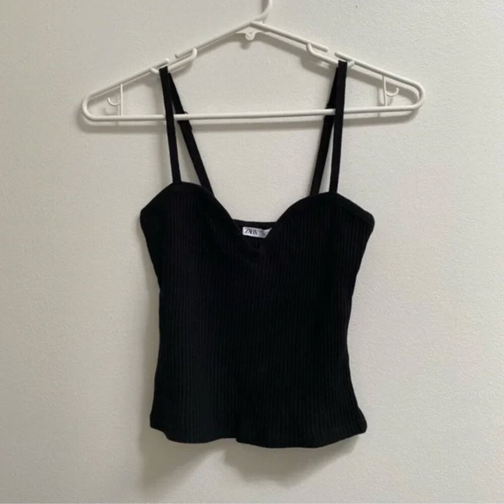Zara Sweetheart Knit Top S